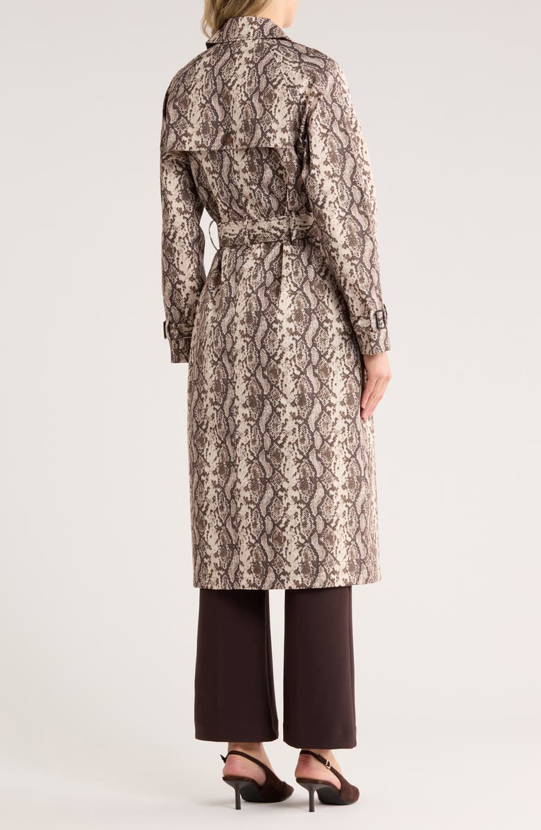 Rebecca Minkoff Animal Print Longline Trench Coat, Alternate, color, Snake