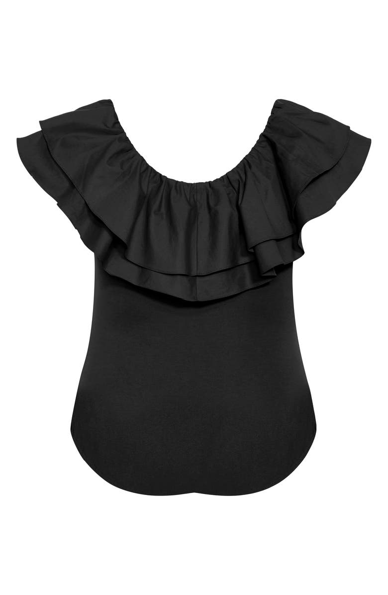 City Chic Ruffle Bodysuit, Alternate, color, 