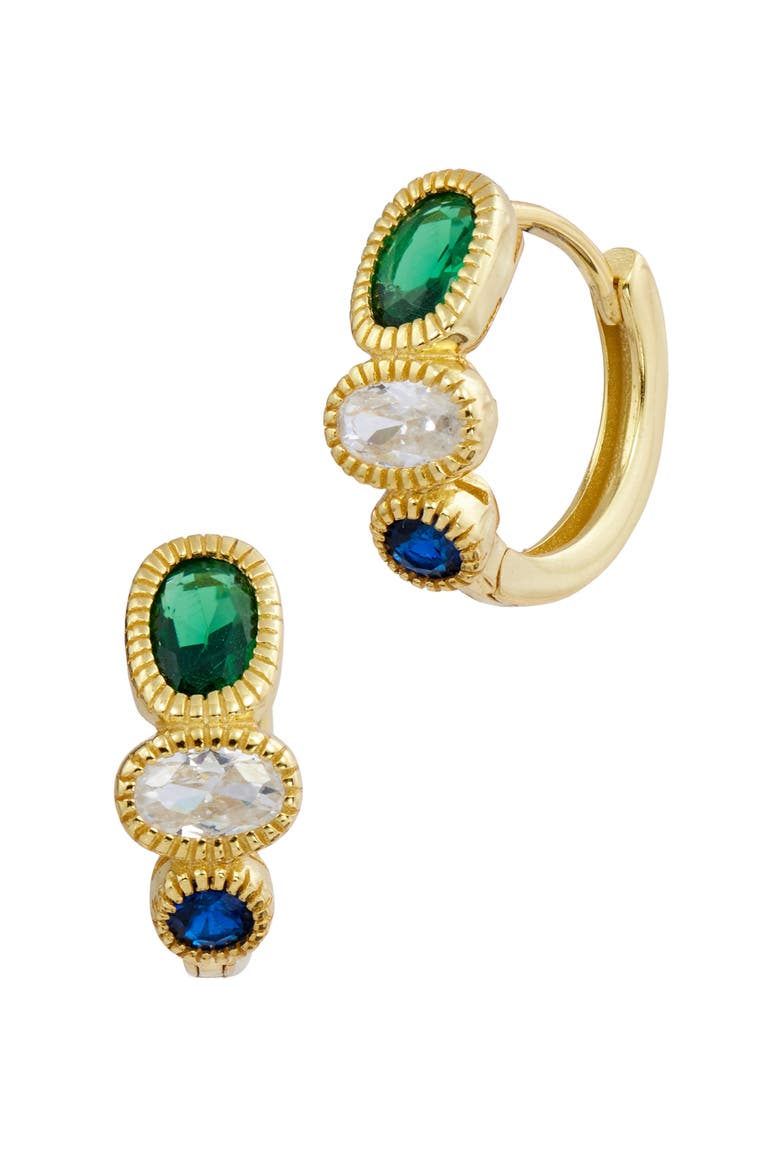 Cubic Zirconia Hoop Earrings, Main, color, GOLD