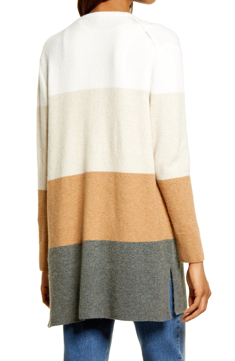 Madewell Kent Colorblock Cardigan, Alternate, color, Antique Cream