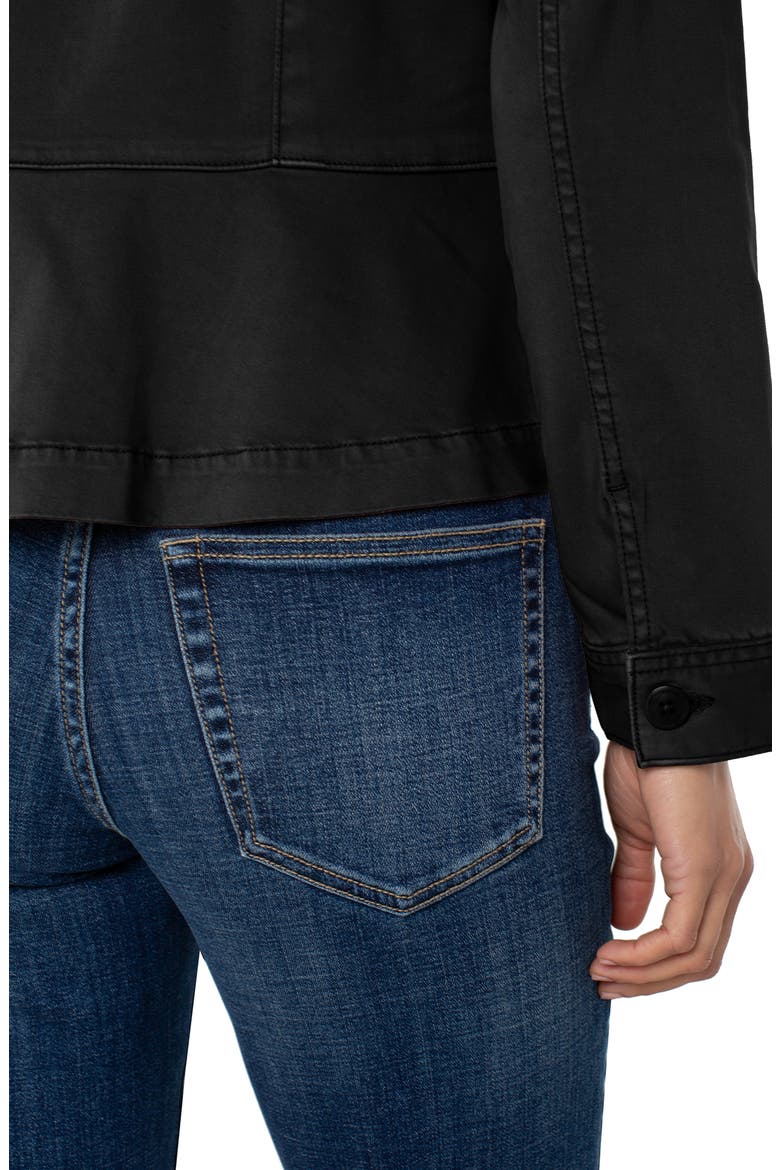 Peplum Twill Trucker Jacket, Alternate, color, ONYX