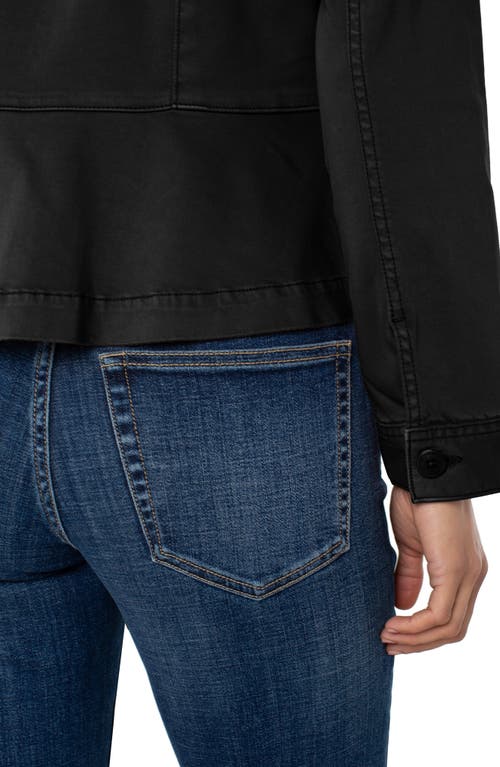 Liverpool Los Angeles Peplum Twill Trucker Jacket In Black