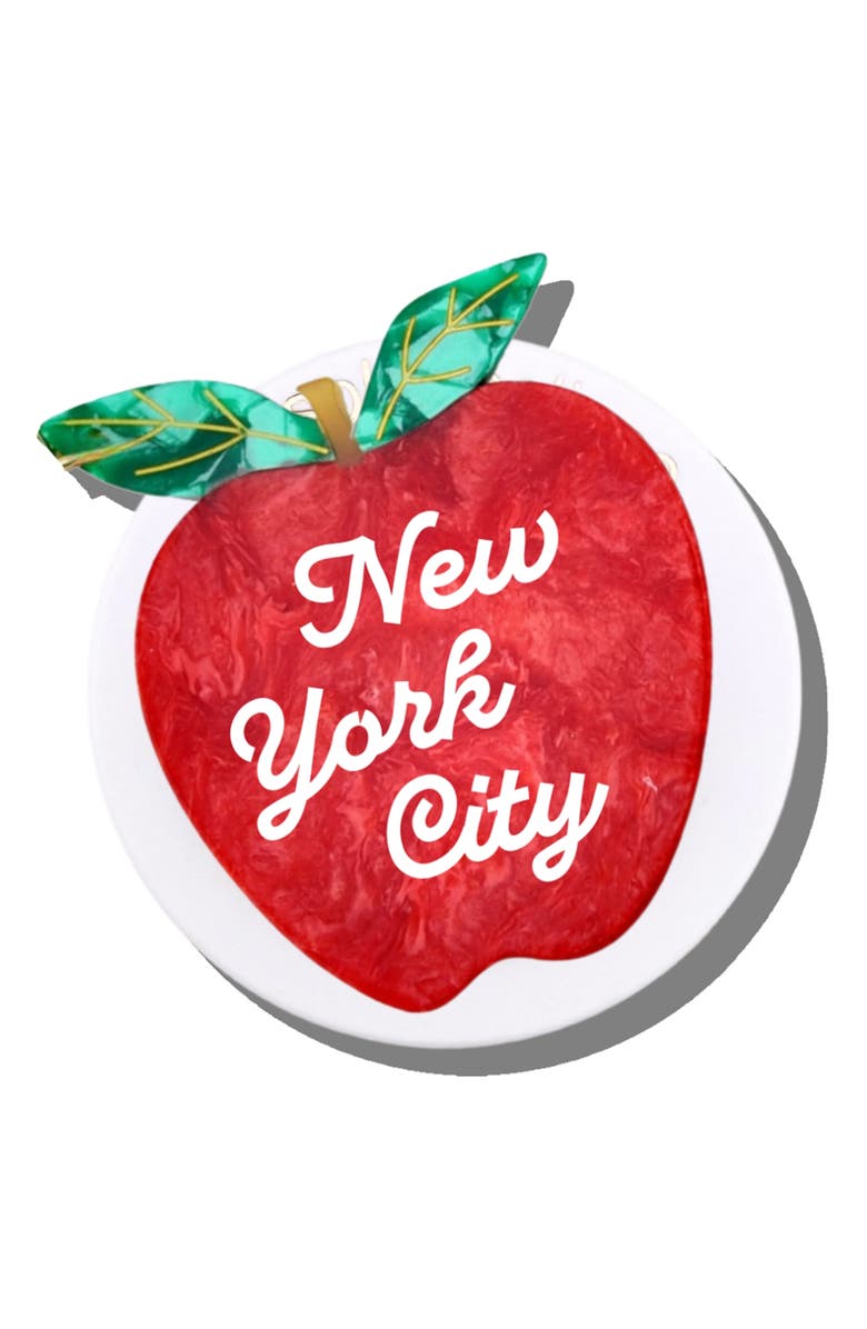 Solar Eclipse Hand Painted NY Apple Phone Grip, Main, color, Red