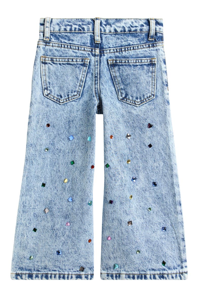 Kids' Bejeweled Wide Leg Jeans, Alternate, color, LIGHT INDIGO MULTI JEWEL