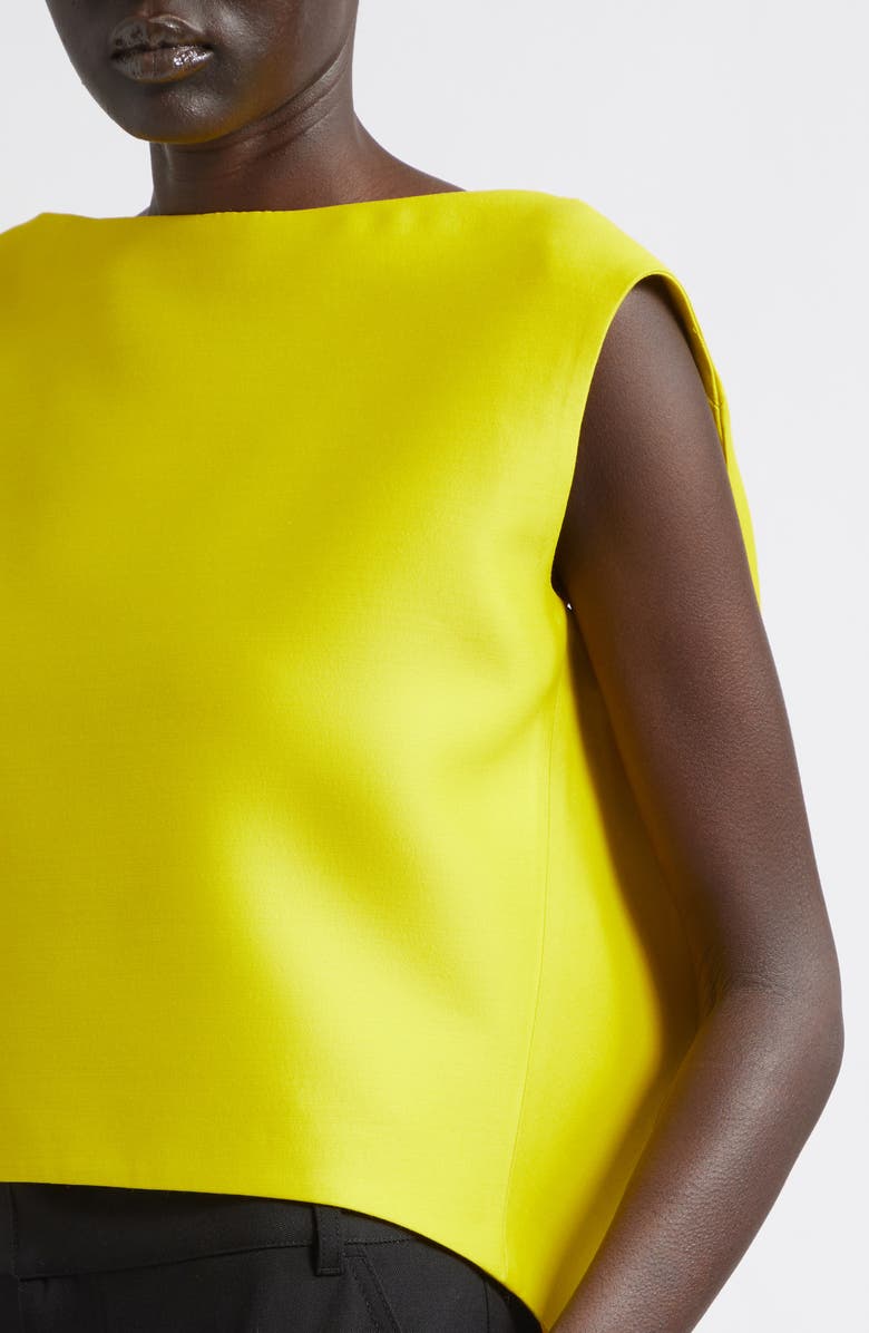 Balenciaga Crop Wool & Silk Drape Back Top, Alternate, color, 7200 Lemon