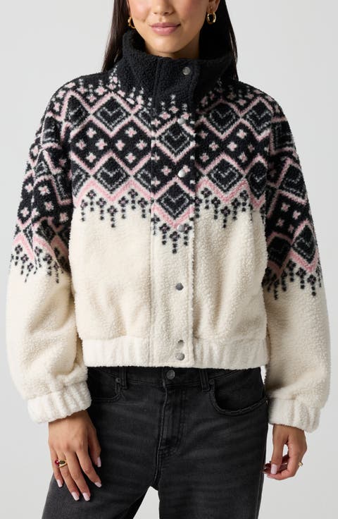 Fair Isle Printed High-Pile Fleece Jacket