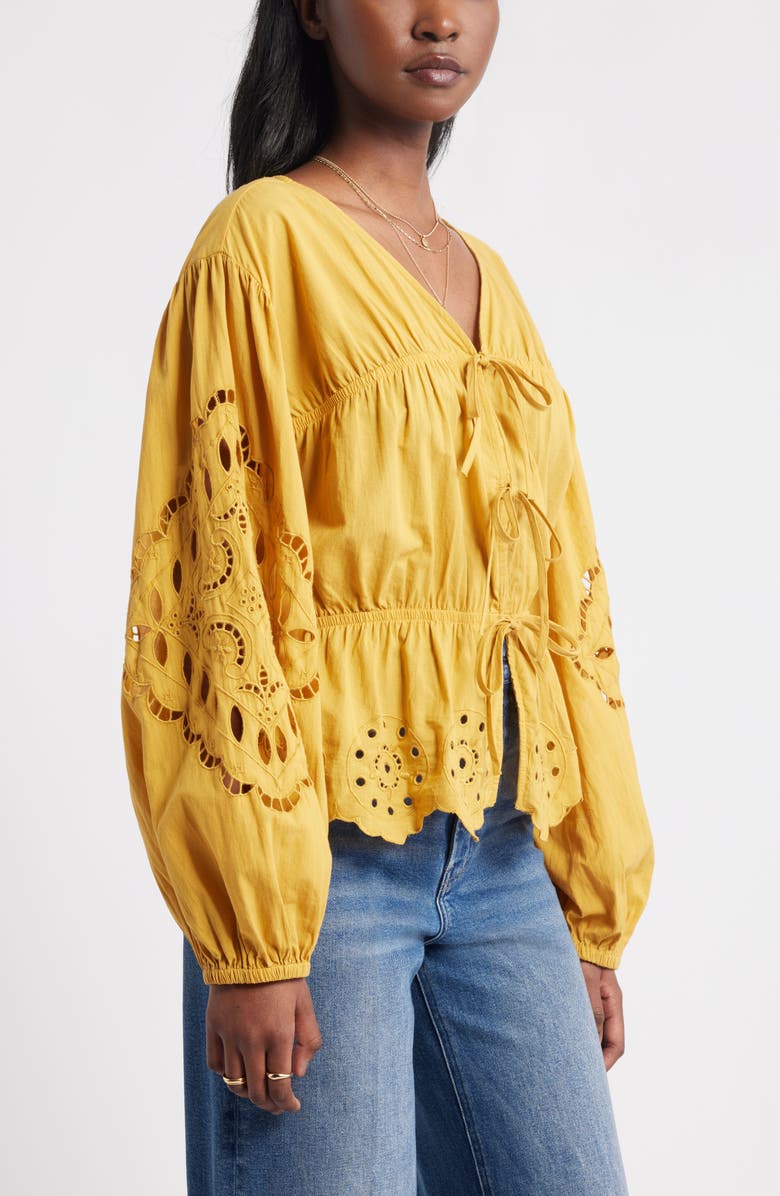 Long Sleeve Cotton Eyelet Top