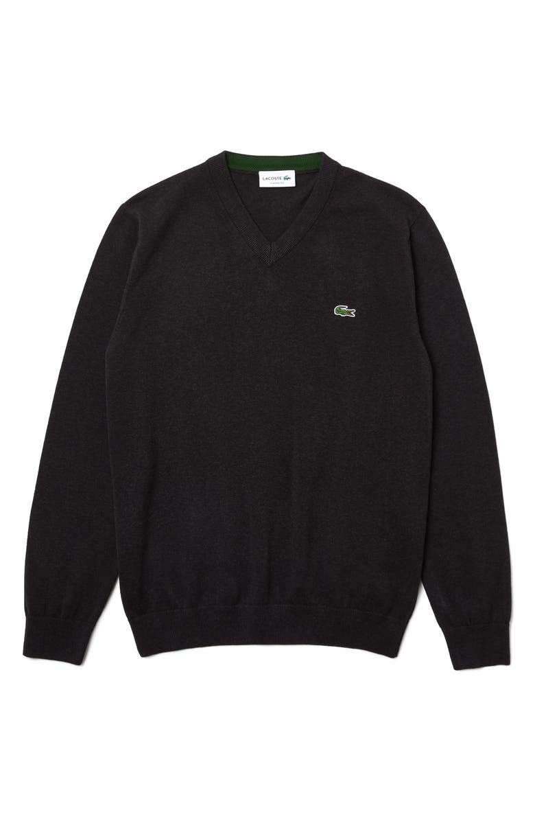 Lacoste V-Neck Cotton Sweater, Alternate, color, 