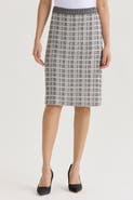 Ming Wang A-Line Contrast Stitch Tweed Knit Skirt