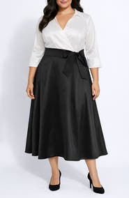 Oleg Cassini Colorblock Taffeta Shirtdress