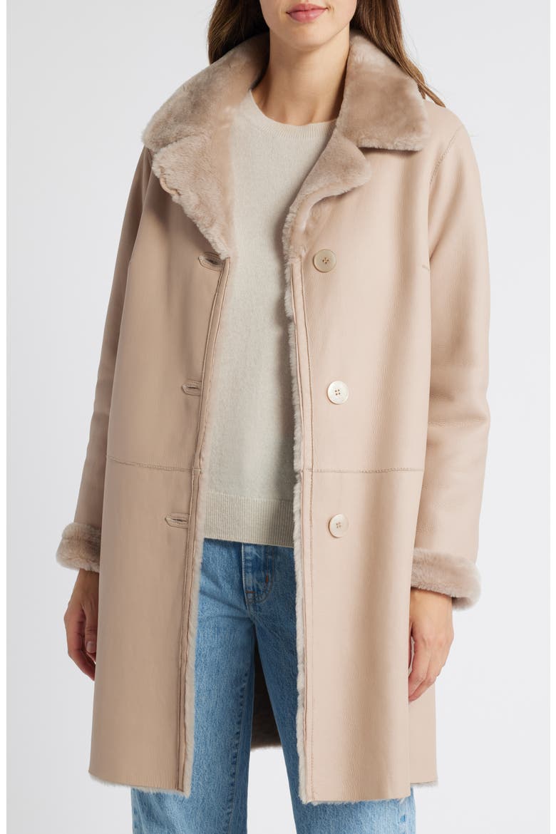 Genuine Shearling Coat, Alternate, color, BUFF NAPPA IRONED WOOL