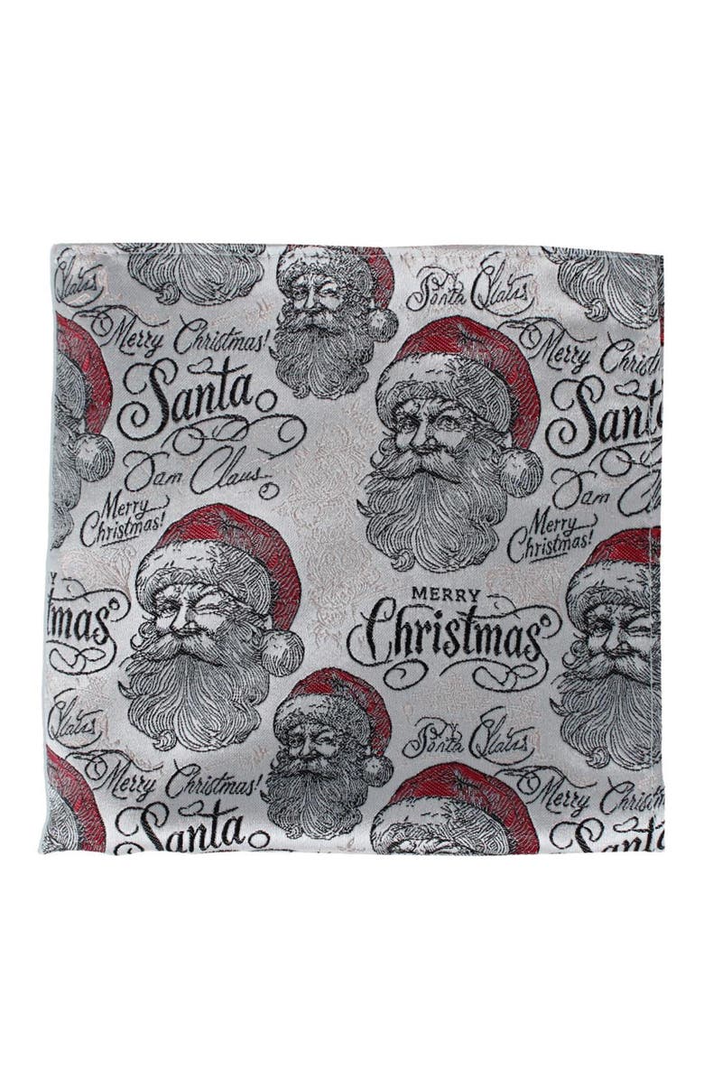 Trafalgar Santa Claus Is Watching Silk 12x12 Pocket Square, Alternate, color, Cream