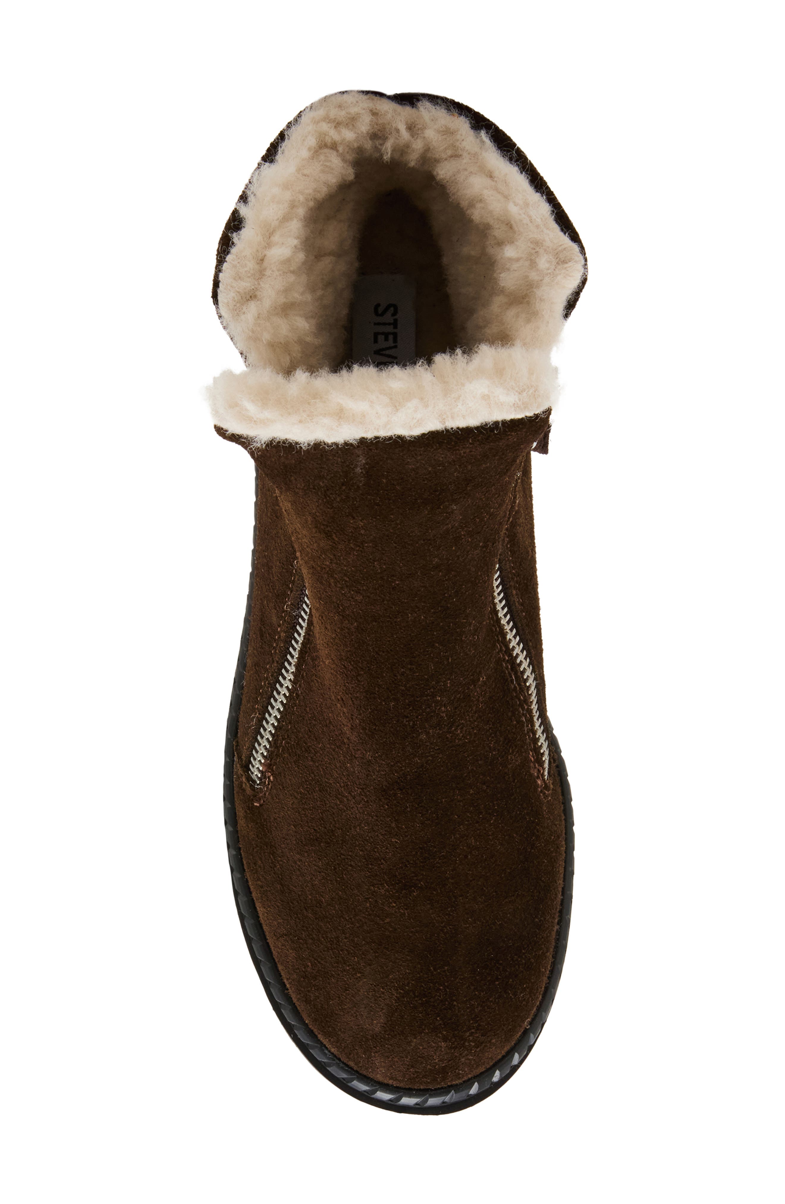 Steve Madden Drift Platform Genuine Shearling Lined Wedge Bootie, Alternate, color, Brown Suede