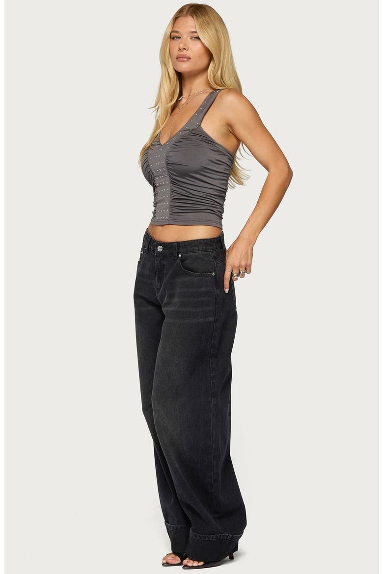 Whitt Studded Ruched Tank Top, Alternate, color, DARK-GRAY