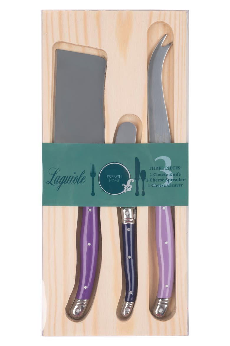 Set of 3 Assorted Laguiole Cheese Knives, Alternate, color, PLUM ROSE