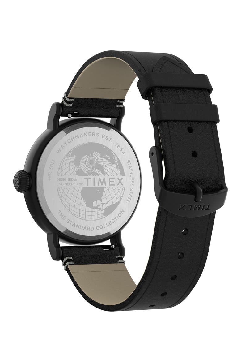Standard Leather Strap Watch, 40mm, Alternate, color, BLACK