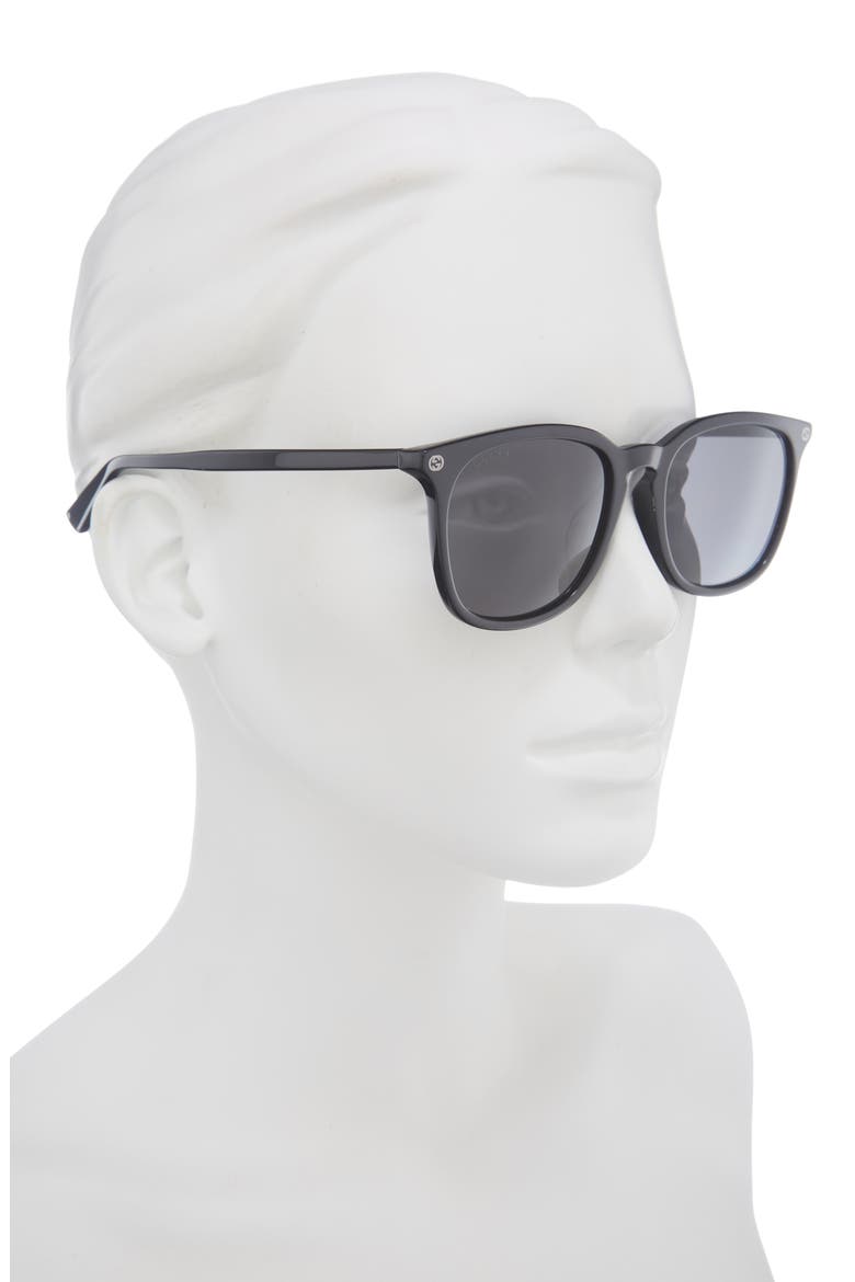 53mm Rectangular Sunglasses, Alternate, color, BLACK