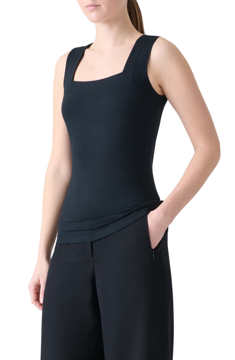 Akris punto Dot Detail Stretch Modal Tank, Alternate, color, Black