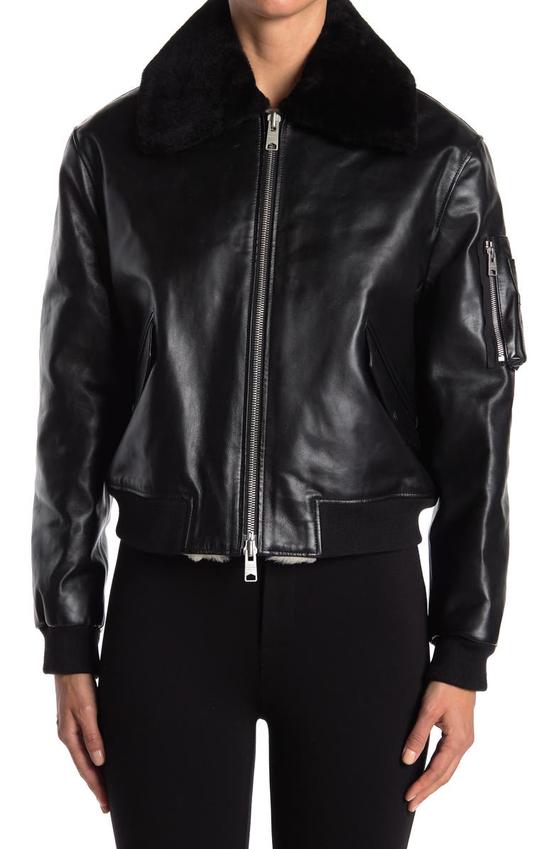 AllSaints Kinney Genuine Shearling Jacket, Alternate, color,