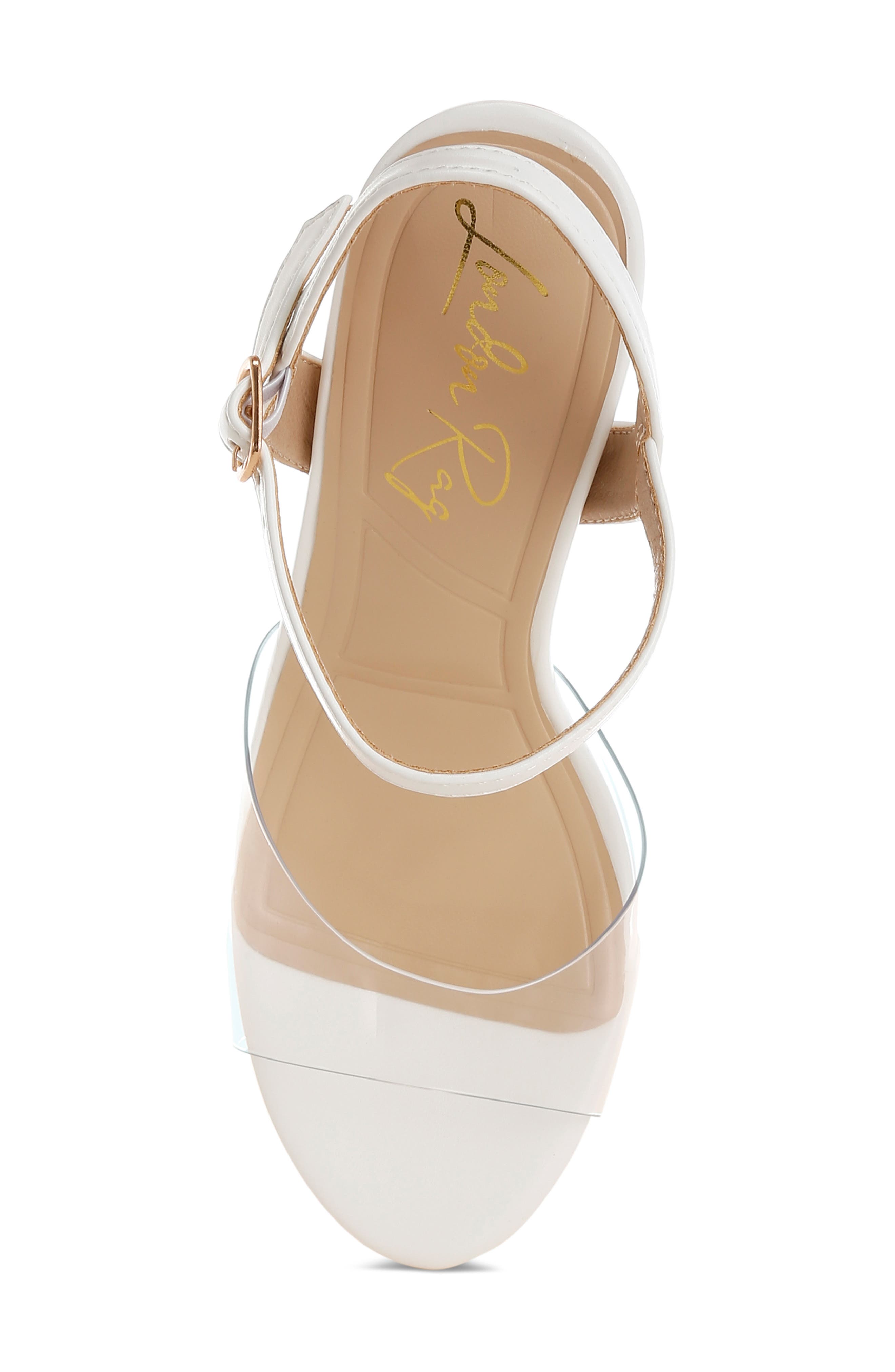 LONDON RAG Perta Block Heel Ankle Strap Sandal, Alternate, color, White