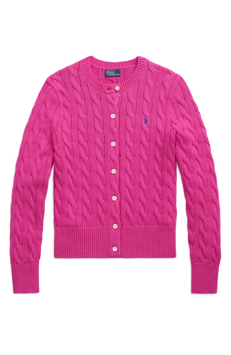 Polo Ralph Lauren Cable Knit Cotton Crewneck Cardigan, Alternate, color, 