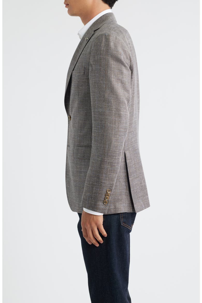 Midland Contemporary Fit Slub Wool & Silk Blend Mélange Sport Coat, Alternate, color, BROWN