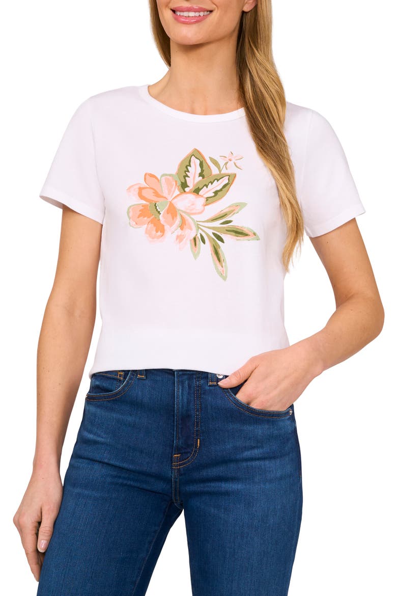 Flower Crewneck Cotton Graphic T-Shirt, Main, color, ULTRA WHITE