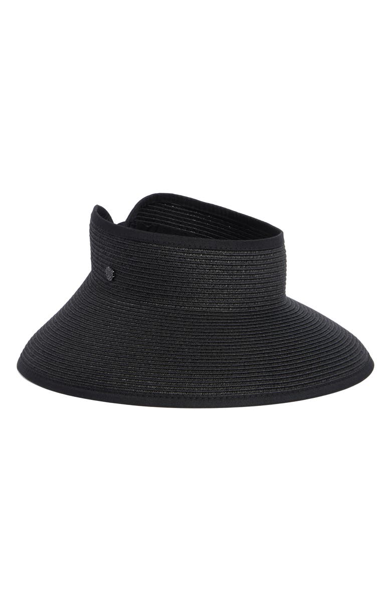Vince Camuto Roll-Up Straw Visor, Main, color, Black