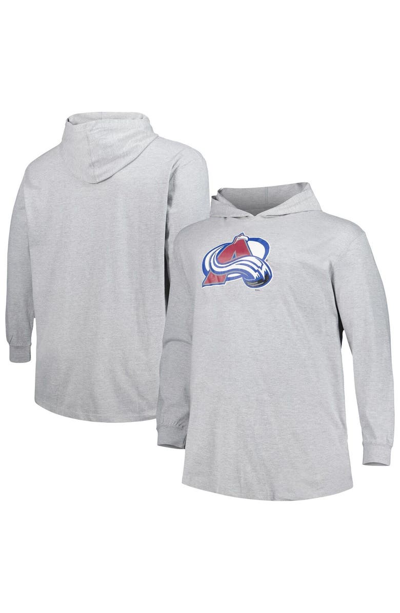 PROFILE Men's Heather Gray Colorado Avalanche Big & Tall Pullover Hoodie, Main, color,