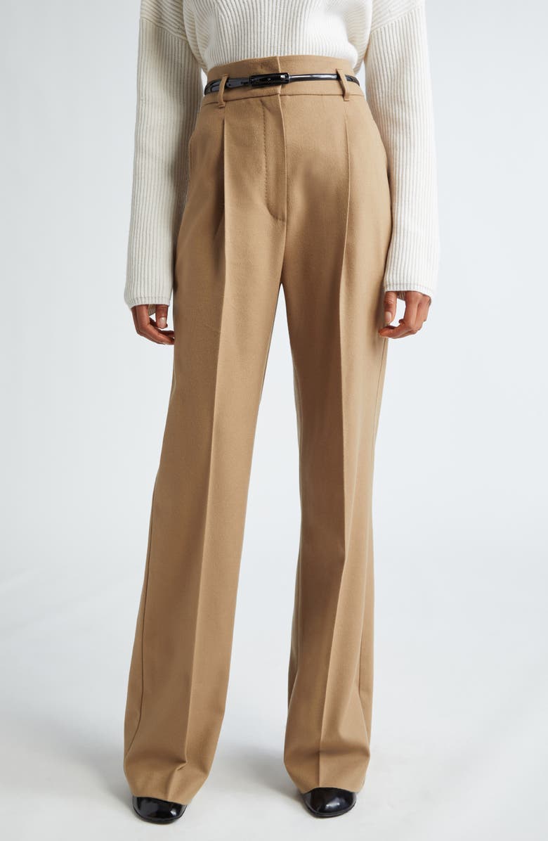 Max Mara Studio Zac Belted Virgin Wool Wide Leg Trousers, Main, color, 
