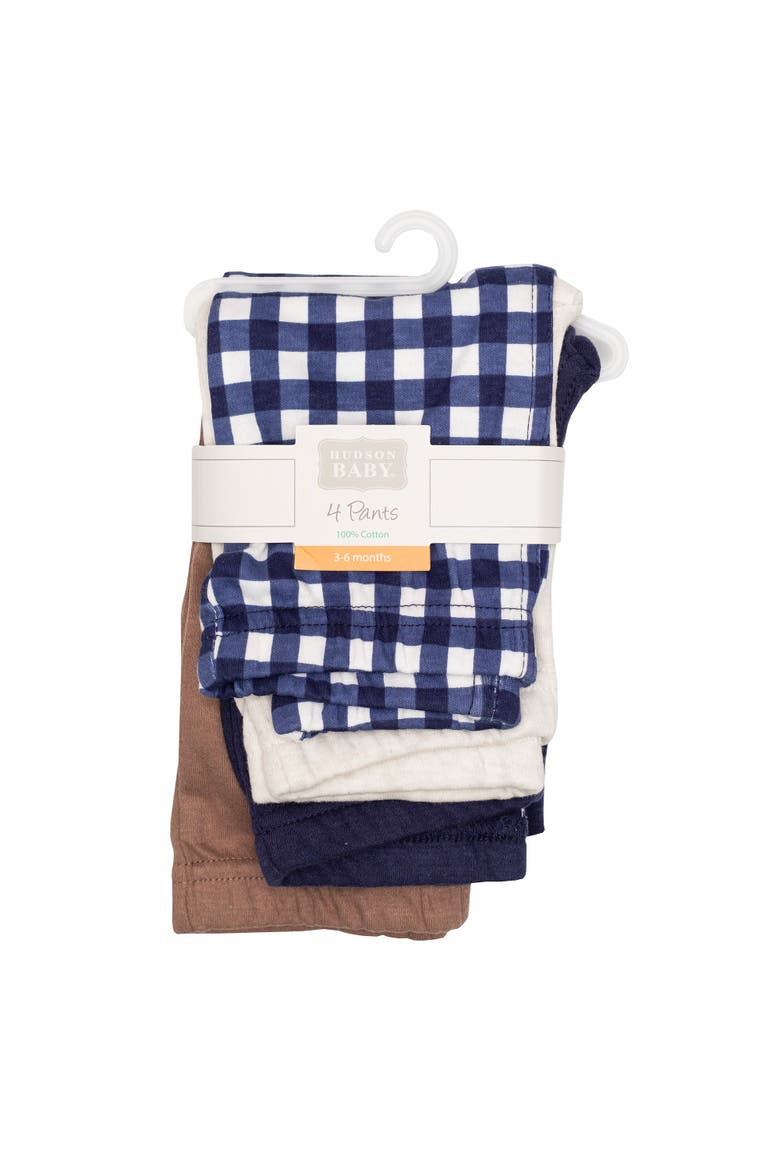 Pack of 4 Pants Bottoms Set, Alternate, color, Navy Gingham