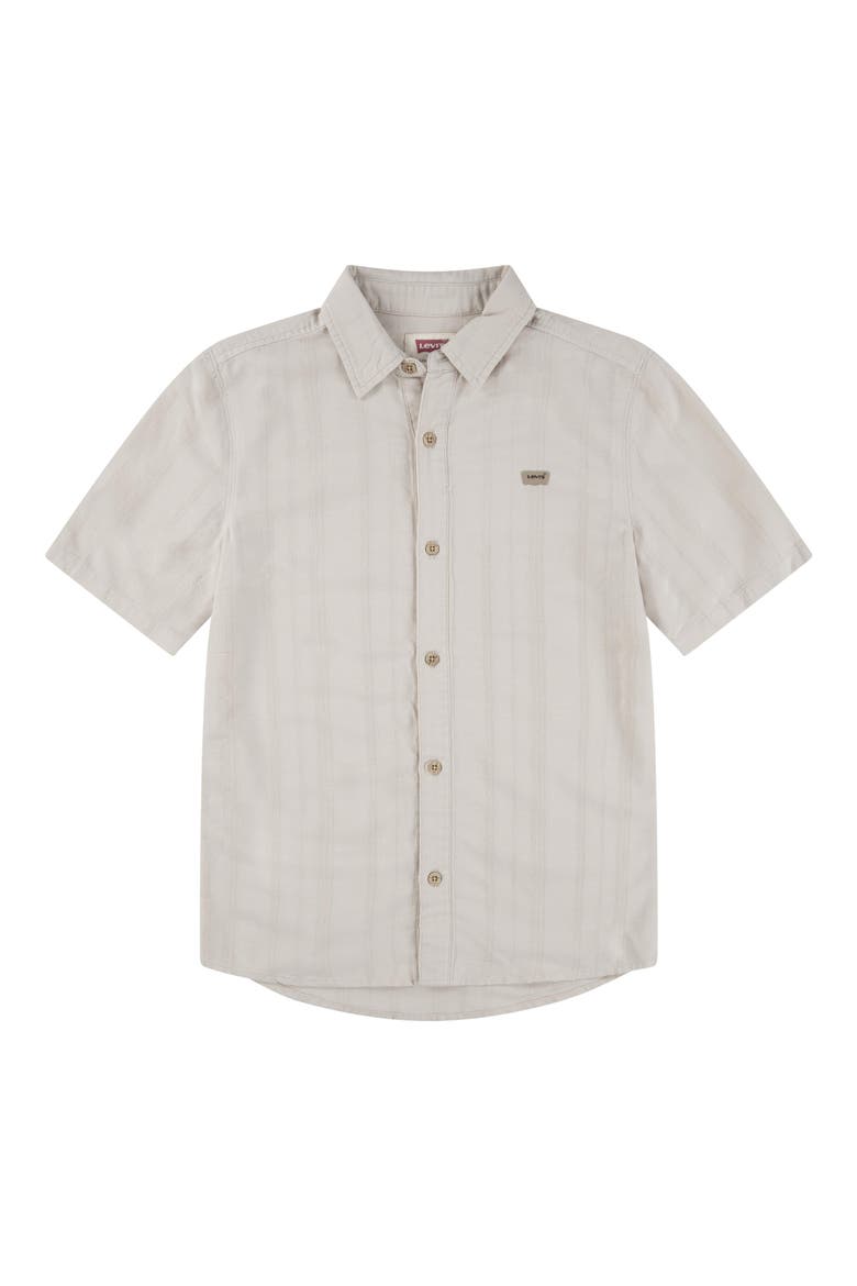Kids' Textured Stripe Button-Up Shirt, Main, color, OATMEAL