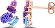 Julianna B. Multi-Gemstone Cluster Stud Earrings Rose Silver