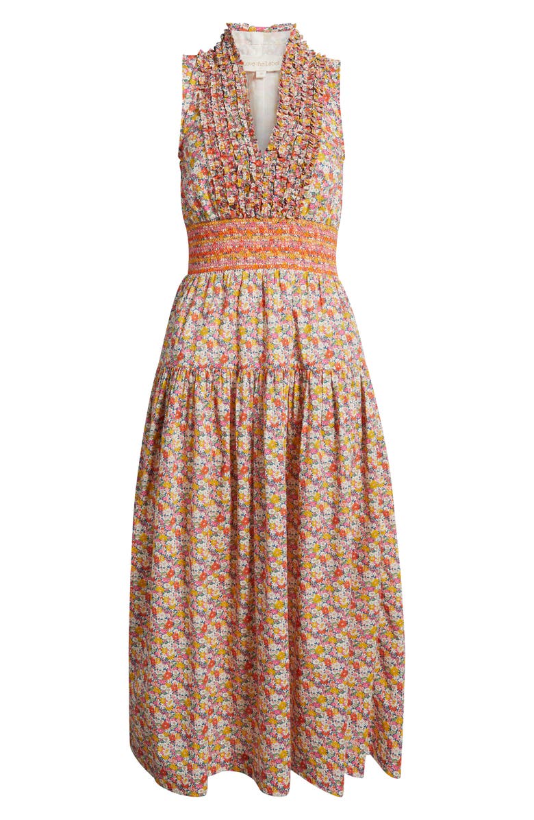 LOVE THE LABEL Eloise Floral Ruffle Detail Cotton Midi Dress, Alternate, color, 