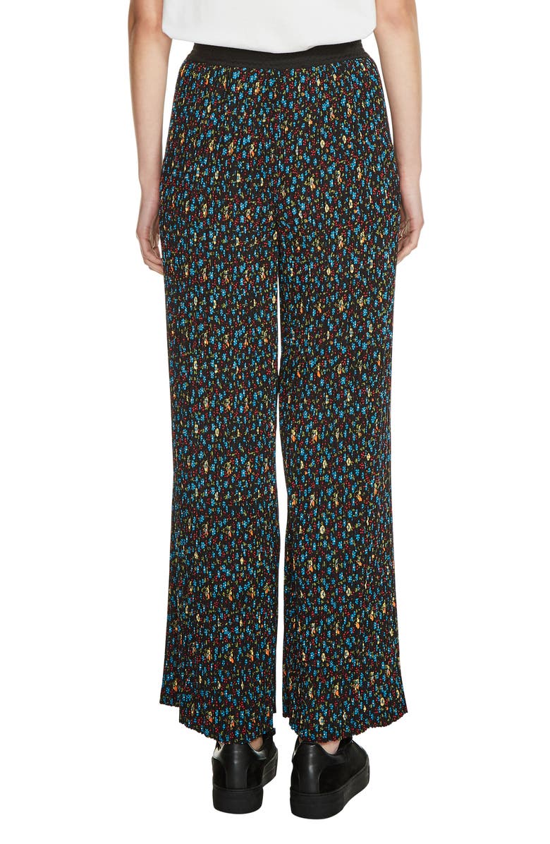 maje Floral Print Pleat Pants, Alternate, color, Blue Print