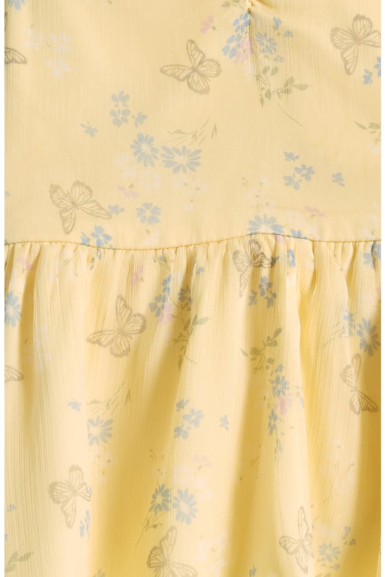Kids' Crinkle Chiffon Babydoll Top, Alternate, color, YELLOW BUTTERFLY FLORAL