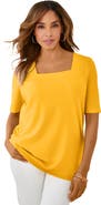 Jessica London Stretch Cotton Square Neck Tee