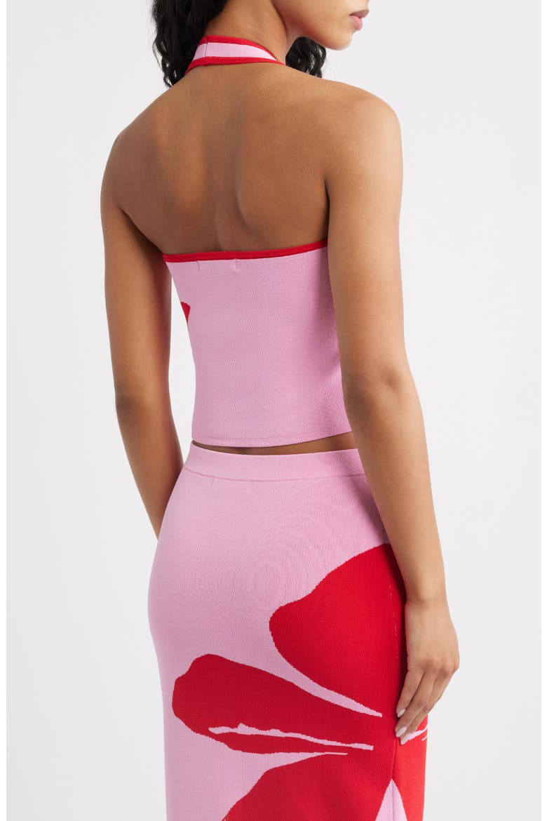 Floral Knit Halter Tank Top, Alternate, color, BERRY BLISS
