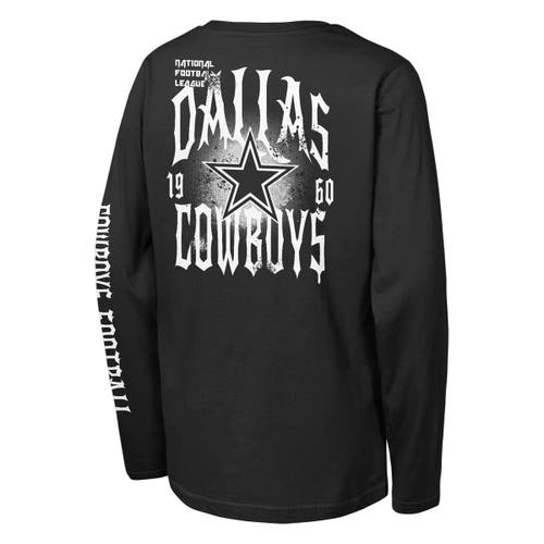 Outerstuff Youth  Black Dallas Cowboys Rumble Long Sleeve T-shirt In Black