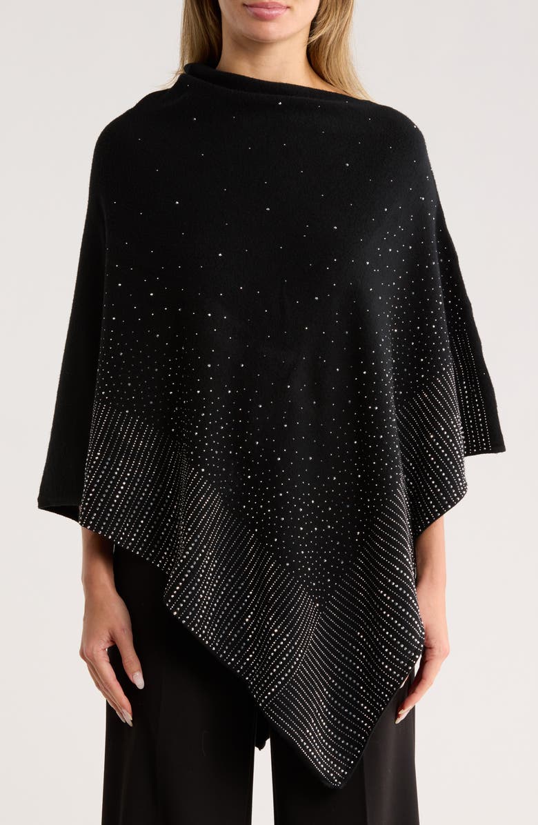 La Fiorentina Embellished Poncho, Main, color, Black
