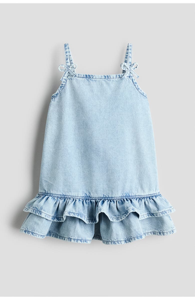 H&M Bow-detail denim dress, Main, color, Light Denim Blue