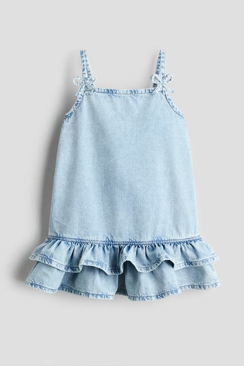 Bow-detail denim dress