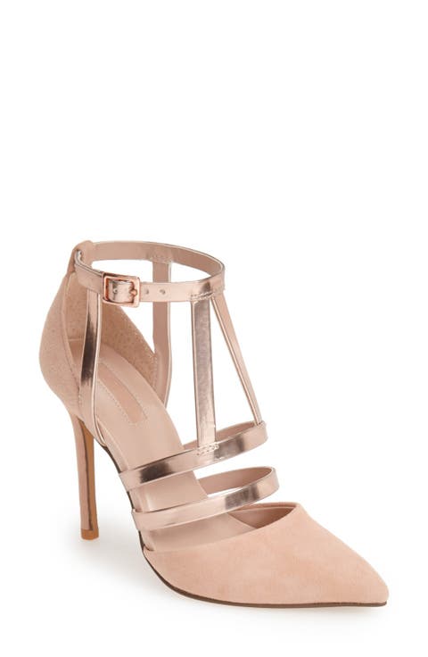 'Geneva' Strappy Mixed Media Pump