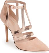 Topshop 'Geneva' Strappy Mixed Media Pump