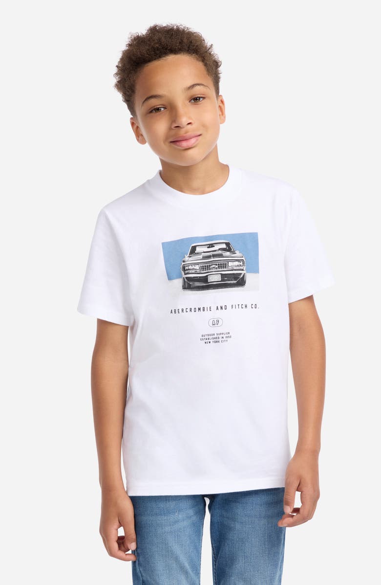 abercrombie kids Kids' Muscle Car Cotton Graphic T-Shirt, Alternate, color, Bright White