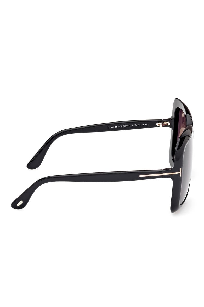 Lorelai 59mm Square Sunglasses, Alternate, color, SHINY BLACK  / SMOKE