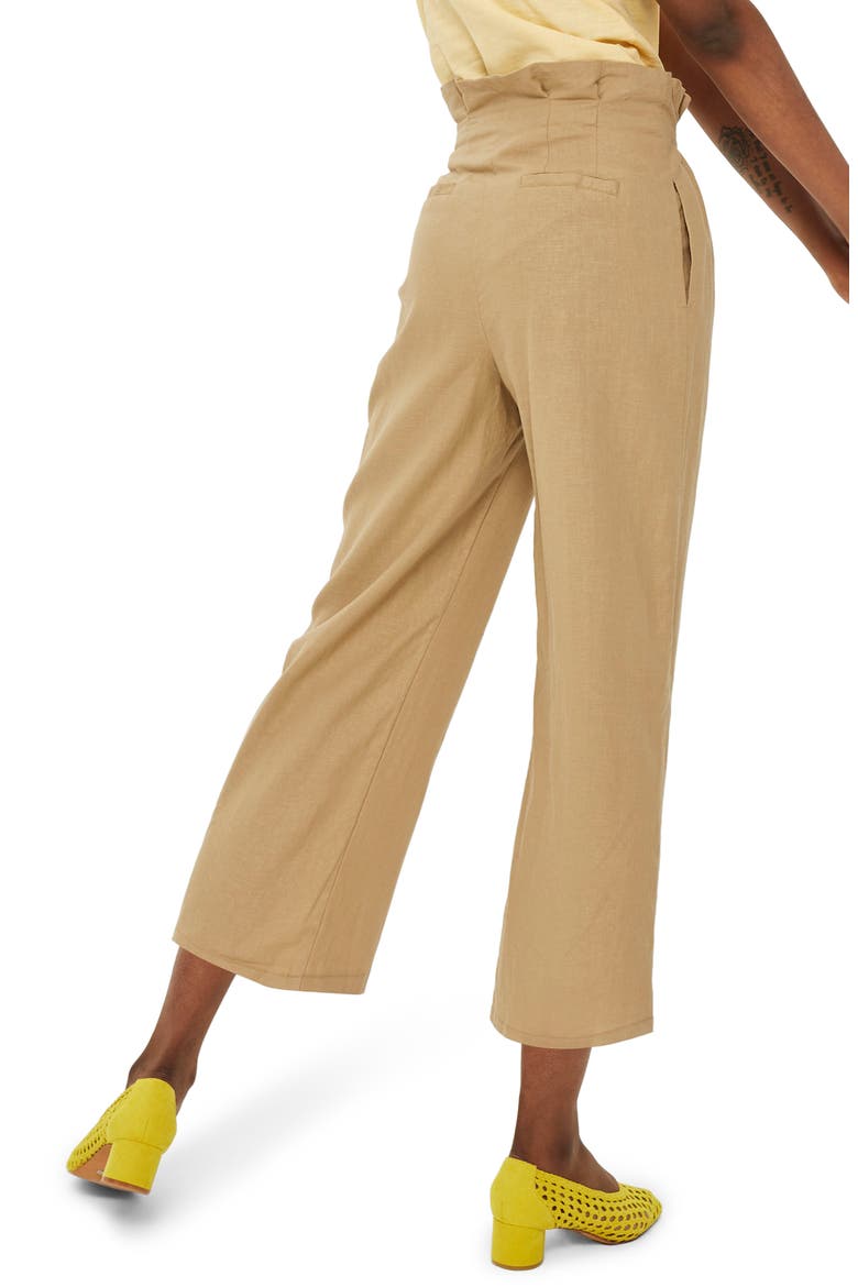 Button Wide Leg Crop Trousers, Alternate, color, STONE