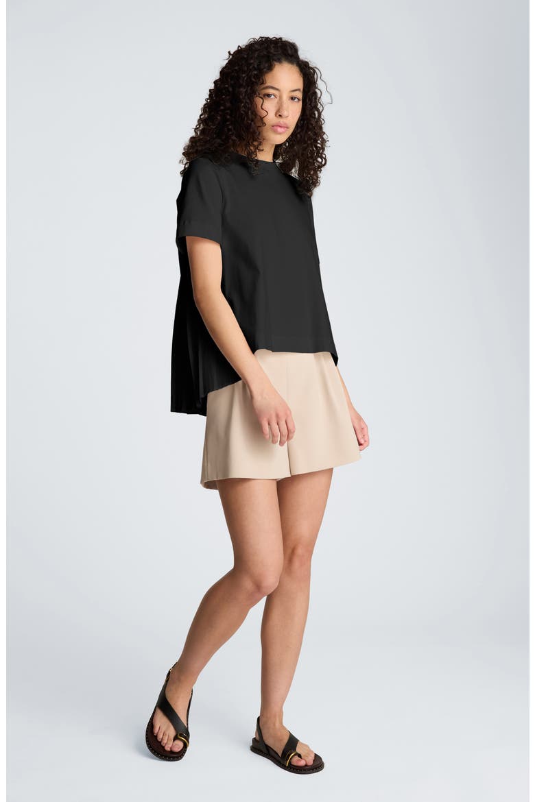 High/Low Pleat Back Top, Alternate, color, BLACK