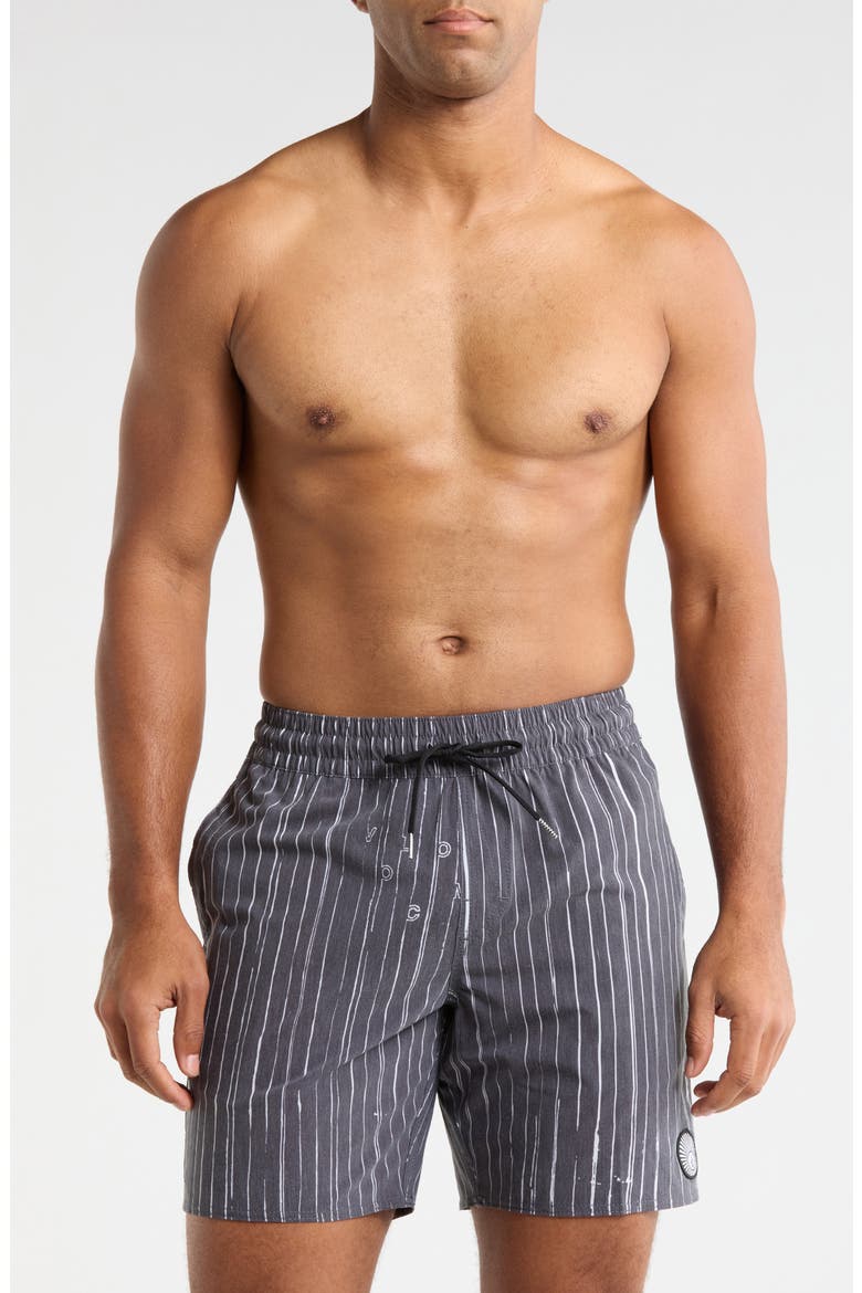 Psyche Swim Trunks, Main, color, BLACK/ WHITE