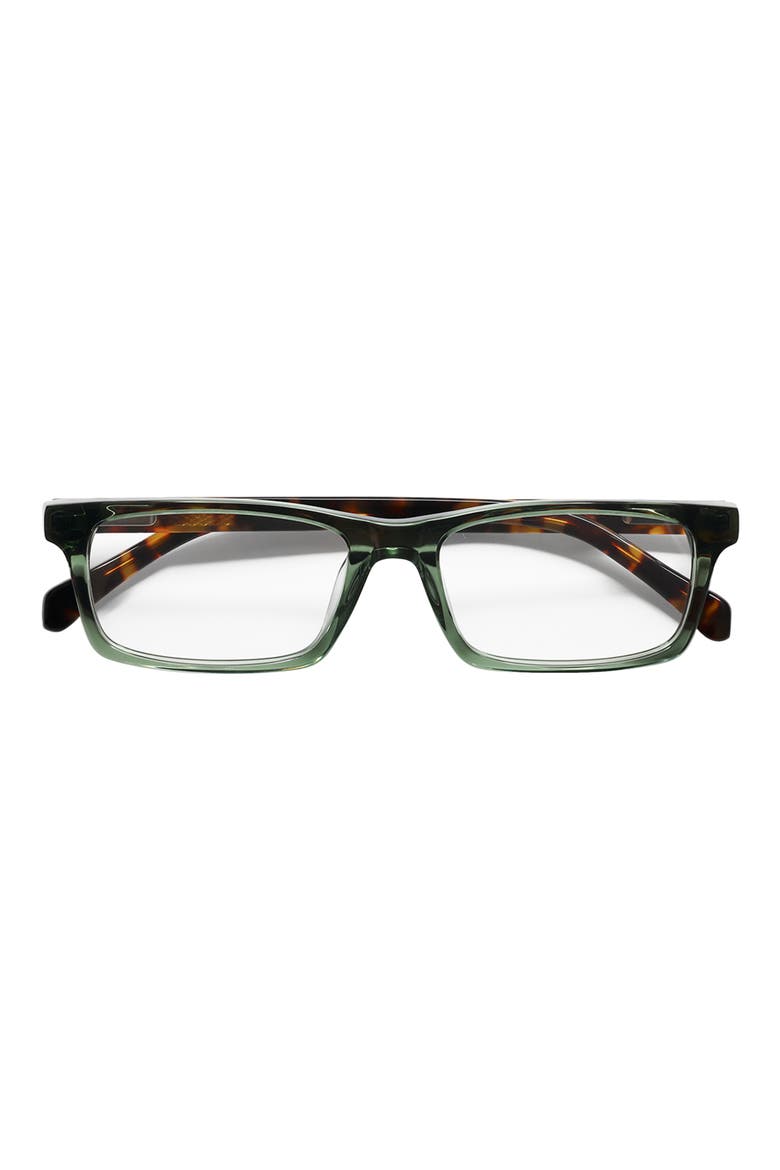 Number Cruncher 53mm Rectangular Reading Glasses, Main, color, GREEN TORTOISE/ CLEAR